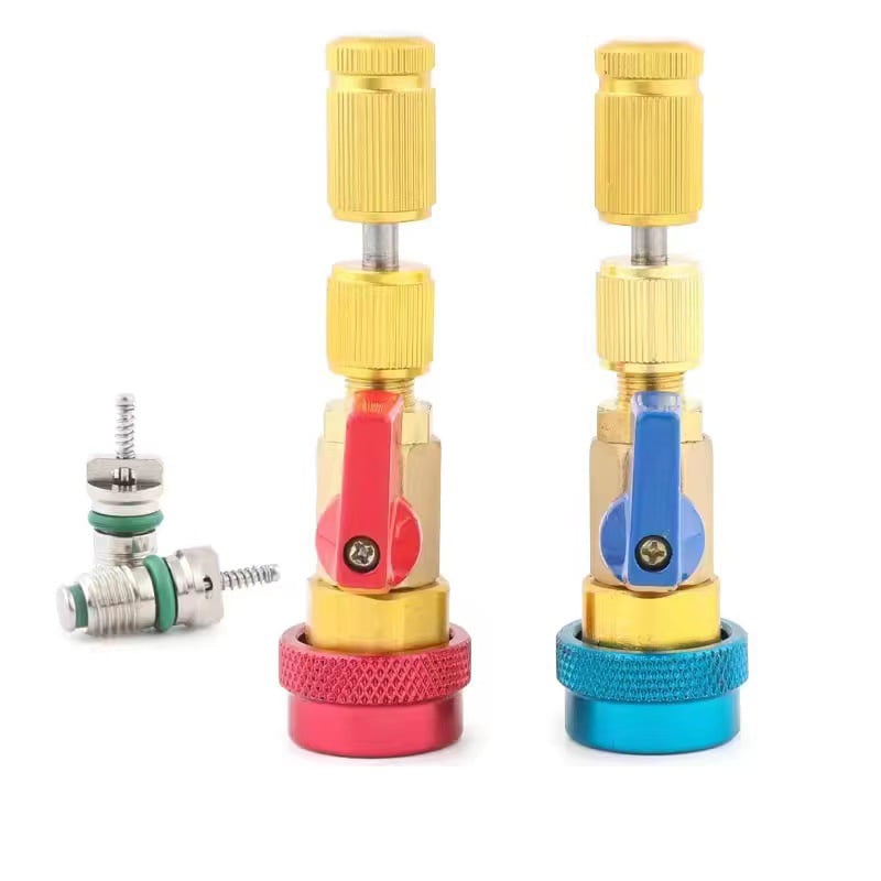 🧰HVAC Valve Core Removal Tool with Dual Size SAE 1/4" & 5/16" Port, AC Schrader Valve Core Remover Installer for R22 R410A R32 Refrigeration Air Conditioning Systems