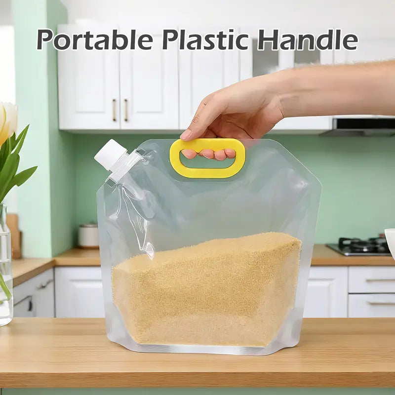 5 Counts Reusable Food Sealed Bags, leak proof design, prevent liquid spillage