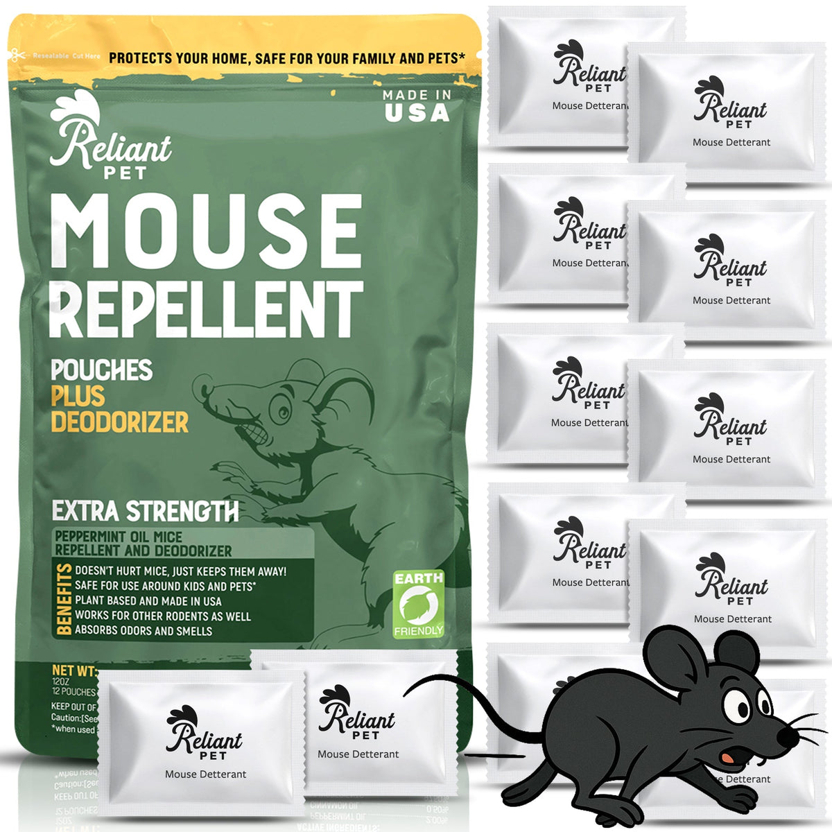 Mouse Repellent Pouches - Made With Peppermint - USA