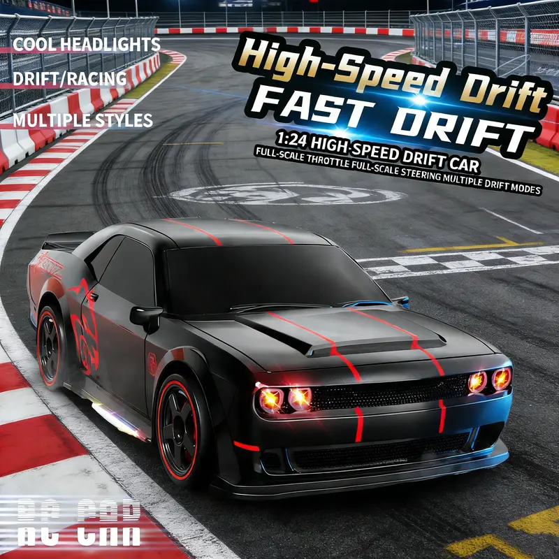 🔥 4WD RC Drift Car For Kids – 2.4GHz Remote Control Racing Car With LED Lights