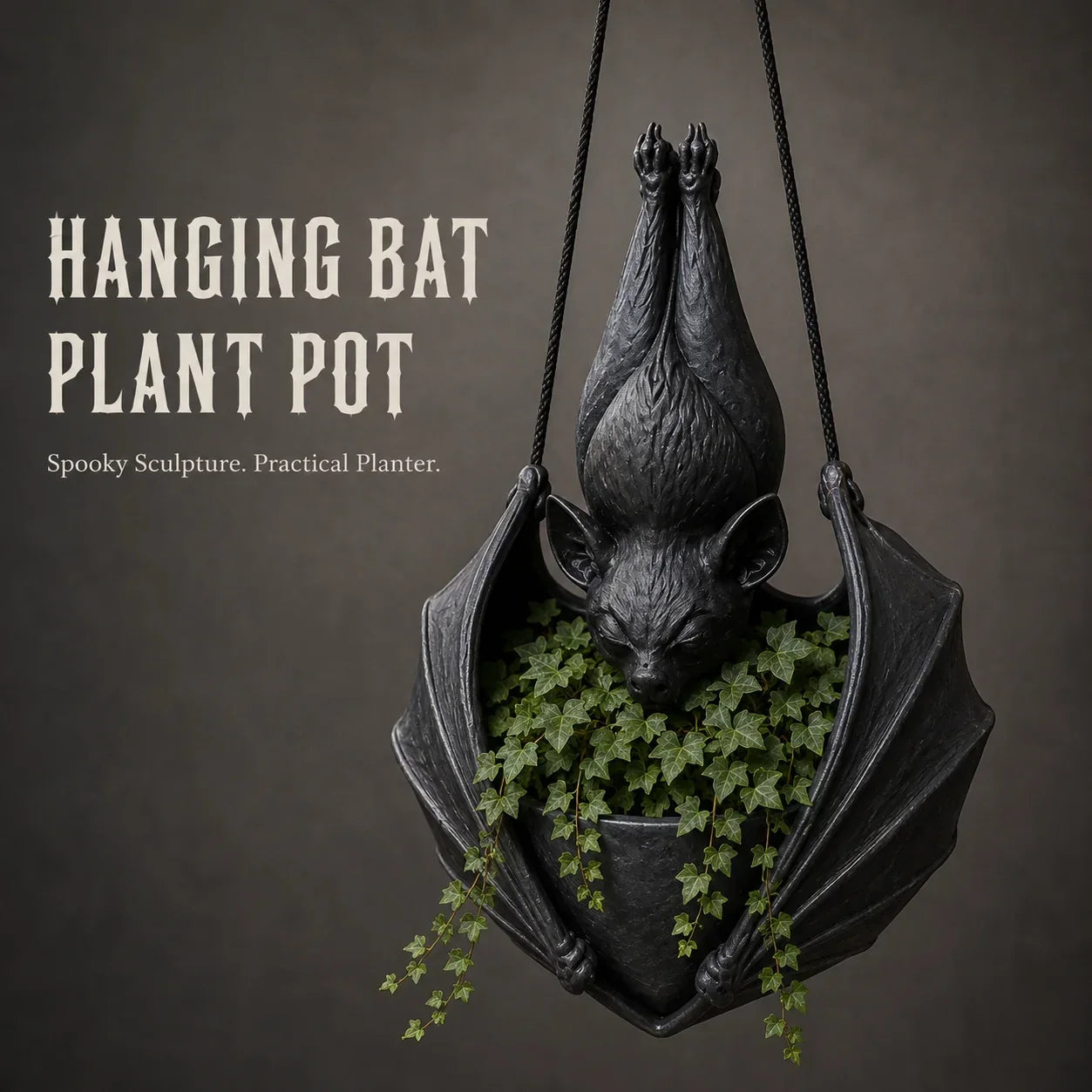 🦇 Upside‑Down Hanging Bat Planter