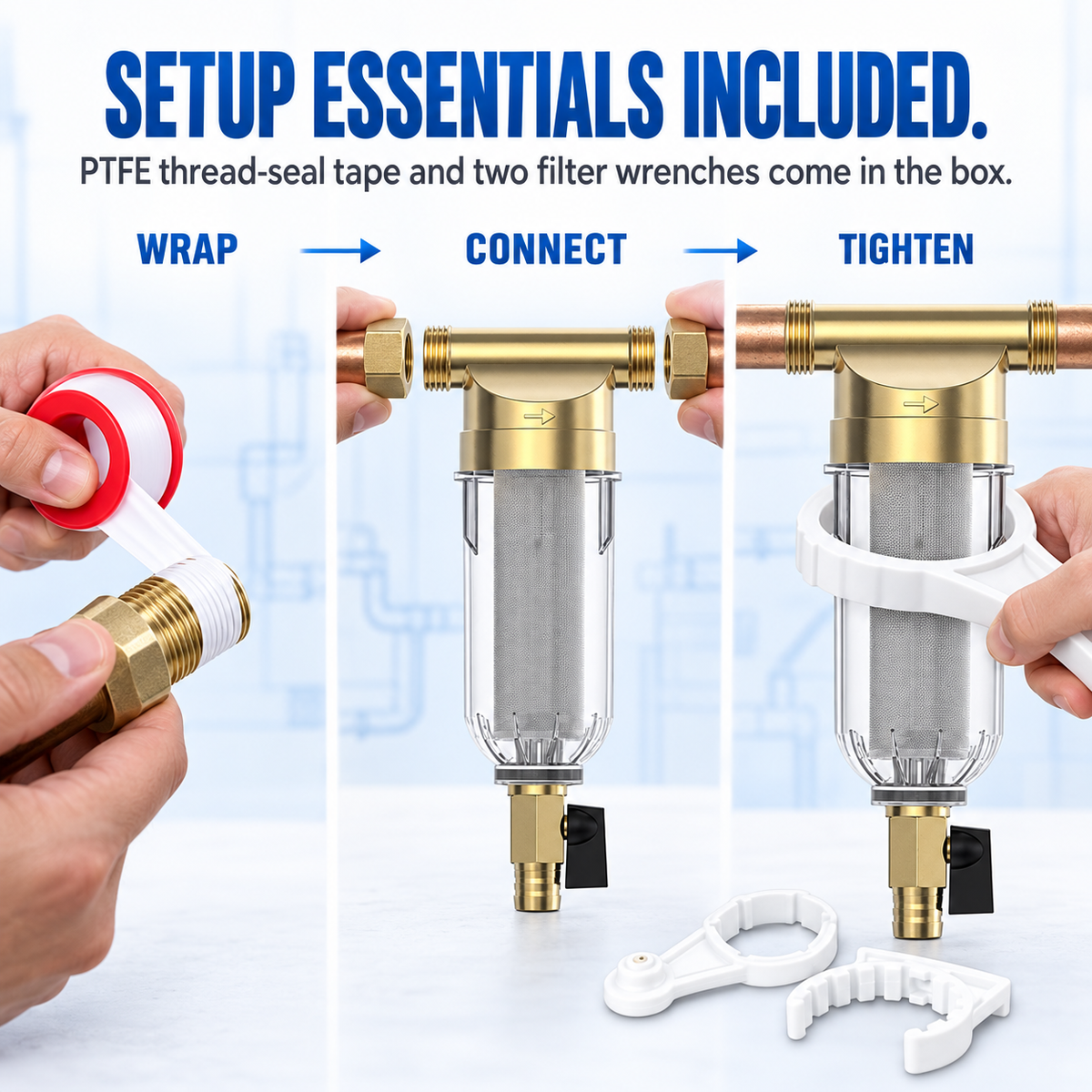 π§ Whole House Spin-Down Sediment Pre-Filter Kit β Flushable 1/2β³, 3/4β³ & 1β³ Options