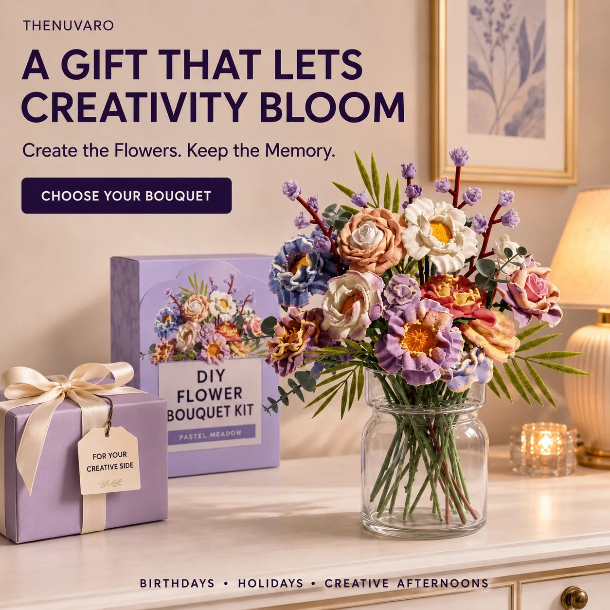 ๐ธ Complete DIY Flower Bouquet Craft Kit โ Create, Arrange & Display Your Own Blooms