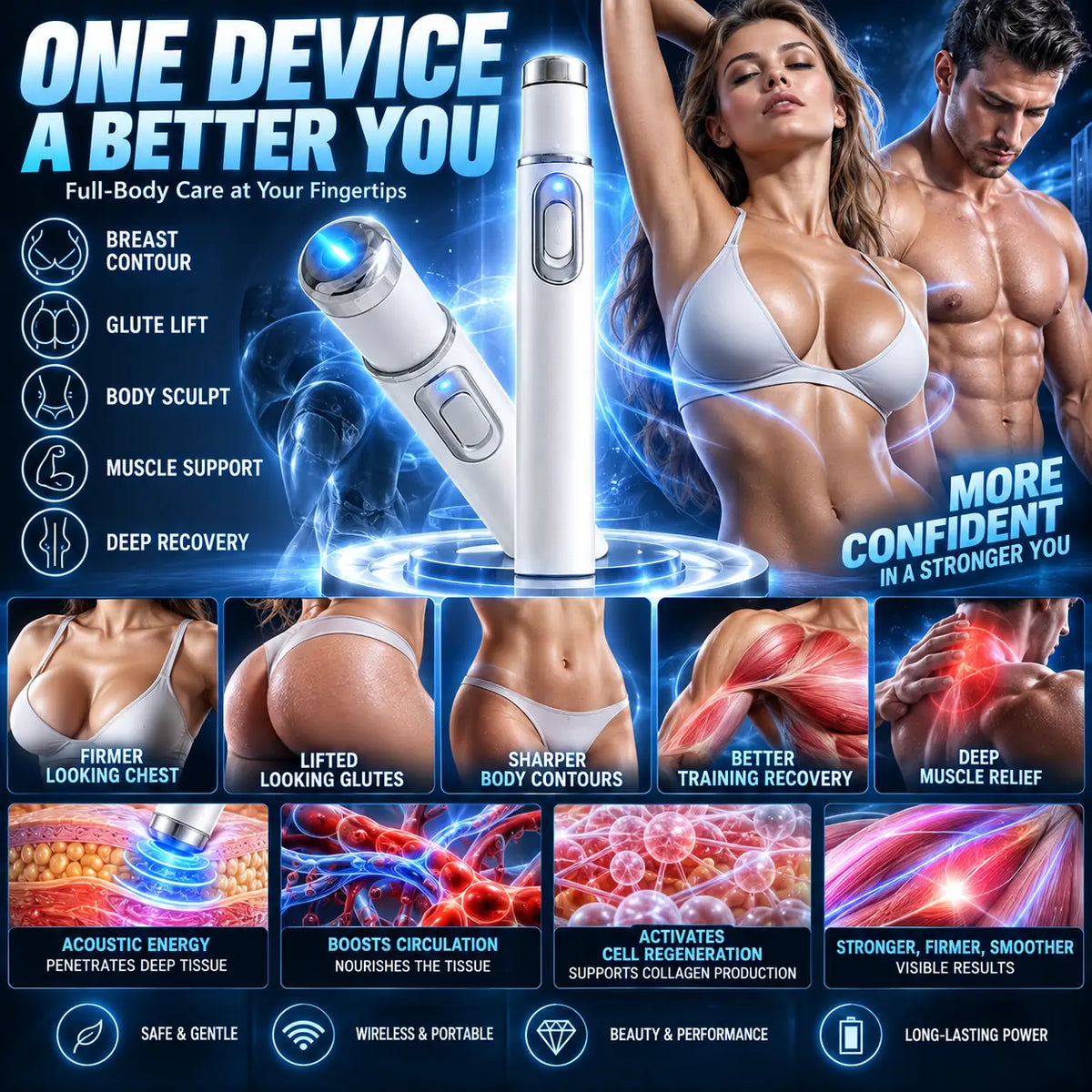 🔥ULTRASONIC SHOCK WAVE BODY REMODELING SYSTEM™——Enhances bust and lifts buttocks. Fuel Muscle Growth.Boost Circulation. Relieve Pain.