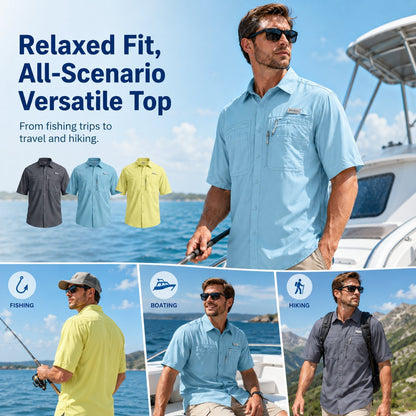 ☀️ Men’s UPF50+ Quick Dry Fishing Short Sleeve Shirt