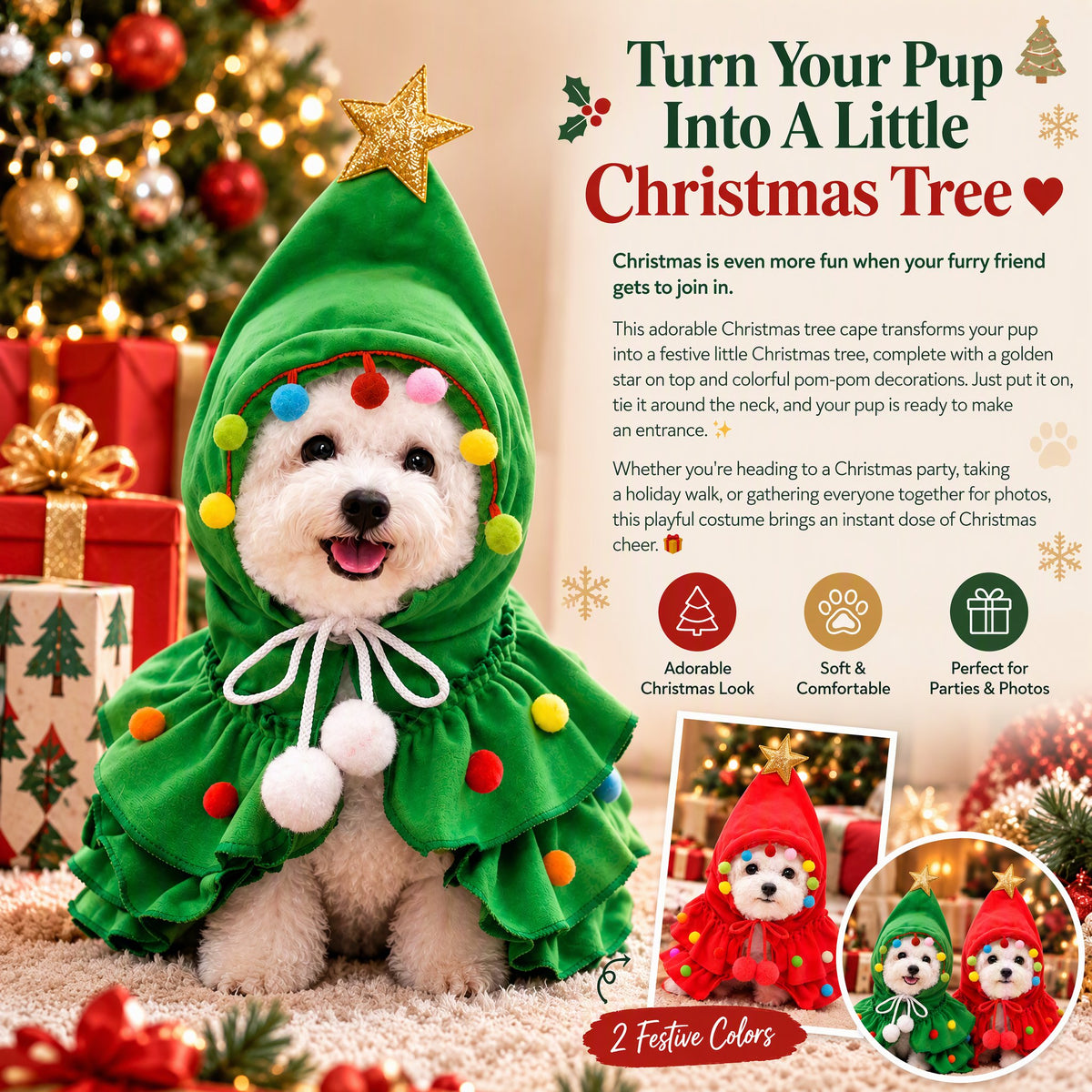 😱 "Don't let a SMALL DOG MOM see this..." 🥺🎄🐶 Christmas Tree Dog Cloak!