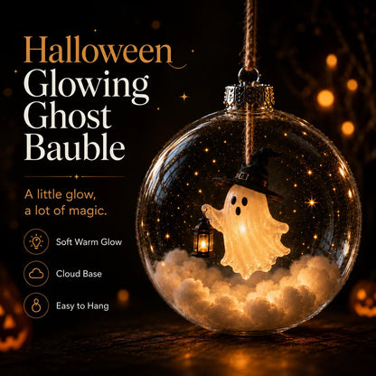 🎃 Halloween Glowing Mini Ornament Collection – Cat / Witch / Pumpkin / Ghost Lighted Decor