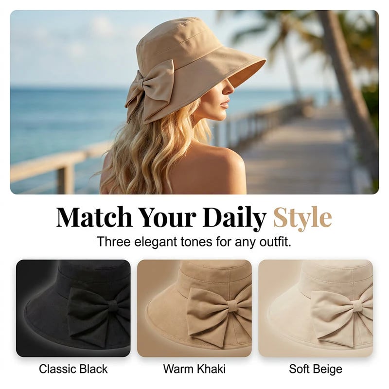 ☀️Summer Hot Sale 49% OFF👒Women's Bowknot Wide Brim Sun Protective Hat
