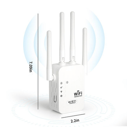Upgraded 6-Antenna WiFi Extender, 300/1200Mbps Dual Band (5GHz/2.4GHz) Signal Booster