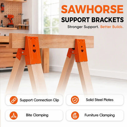 2Pcs Heavy Duty Sawhorse Brackets with Down Clamp