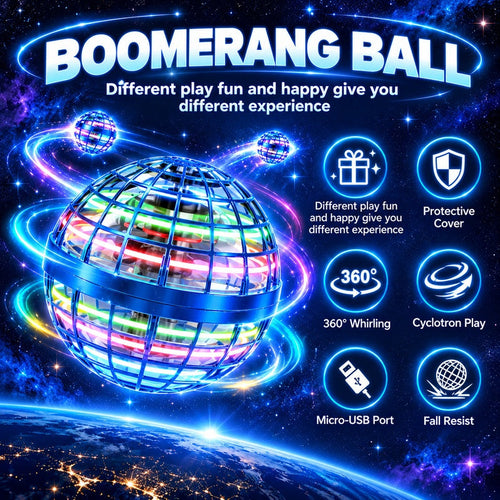 Flying Orb Ball Toy: Hand-Controlled Boomerang Spinner with LED Lights