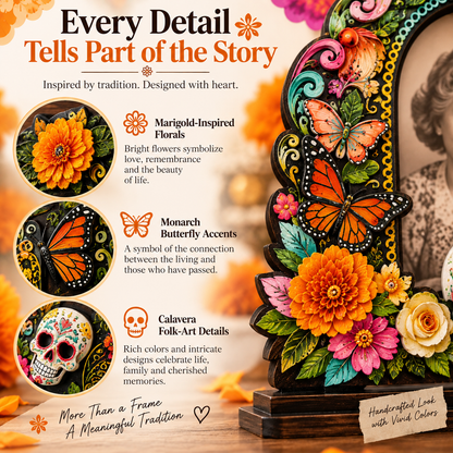 Day of the Dead Handcrafted Memorial Photo Frame Set—6 Colorful Wooden Offering Photo Frames