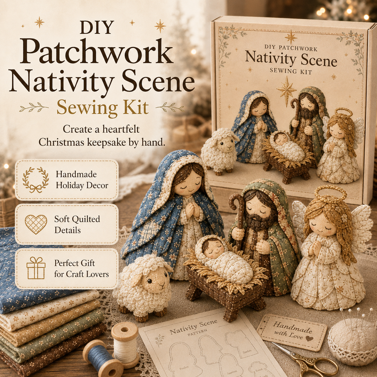 ✨ DIY Patchwork Nativity Scene Sewing Kit