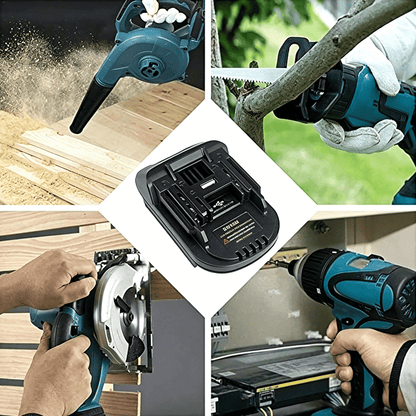 🔋 DM18M Battery Adapter for 18V Tools – Converts 18V & 20V Power Batteries to 18V LXT Tools with USB Charging Port
