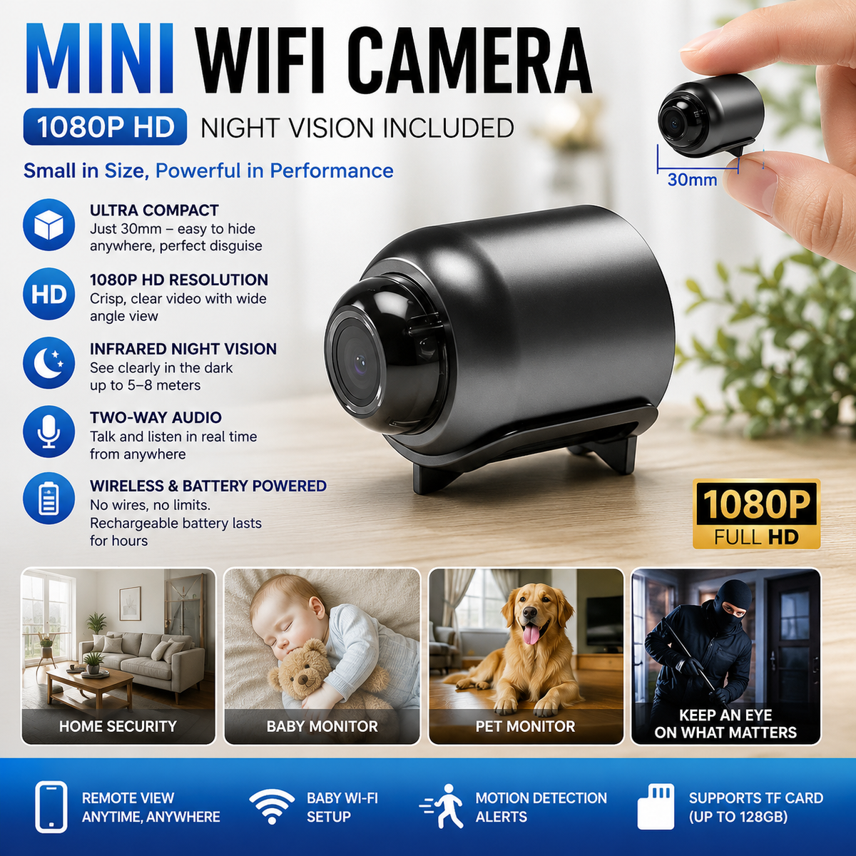 📸Mini WIFI Camera 1080P HD - Night Vision Included