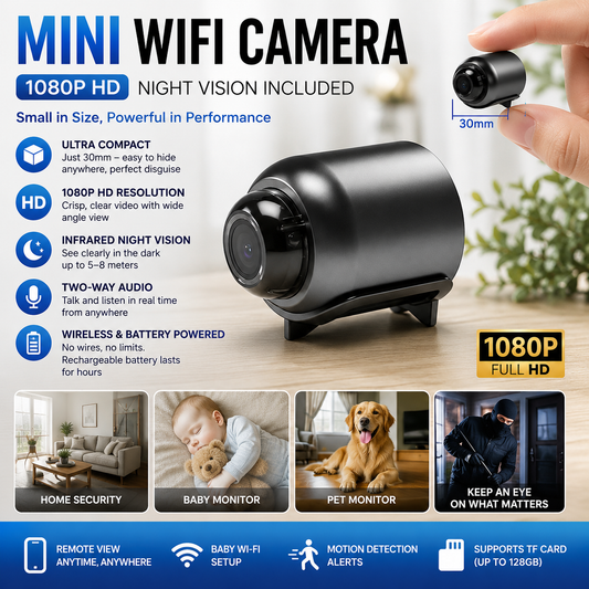 📸Mini WIFI Camera 1080P HD - Night Vision Included
