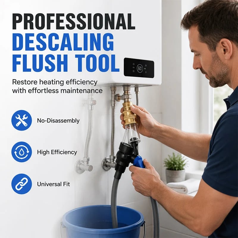 Disassembly-Free Water Heater Cleaning Tool for Gas and Electric Systems