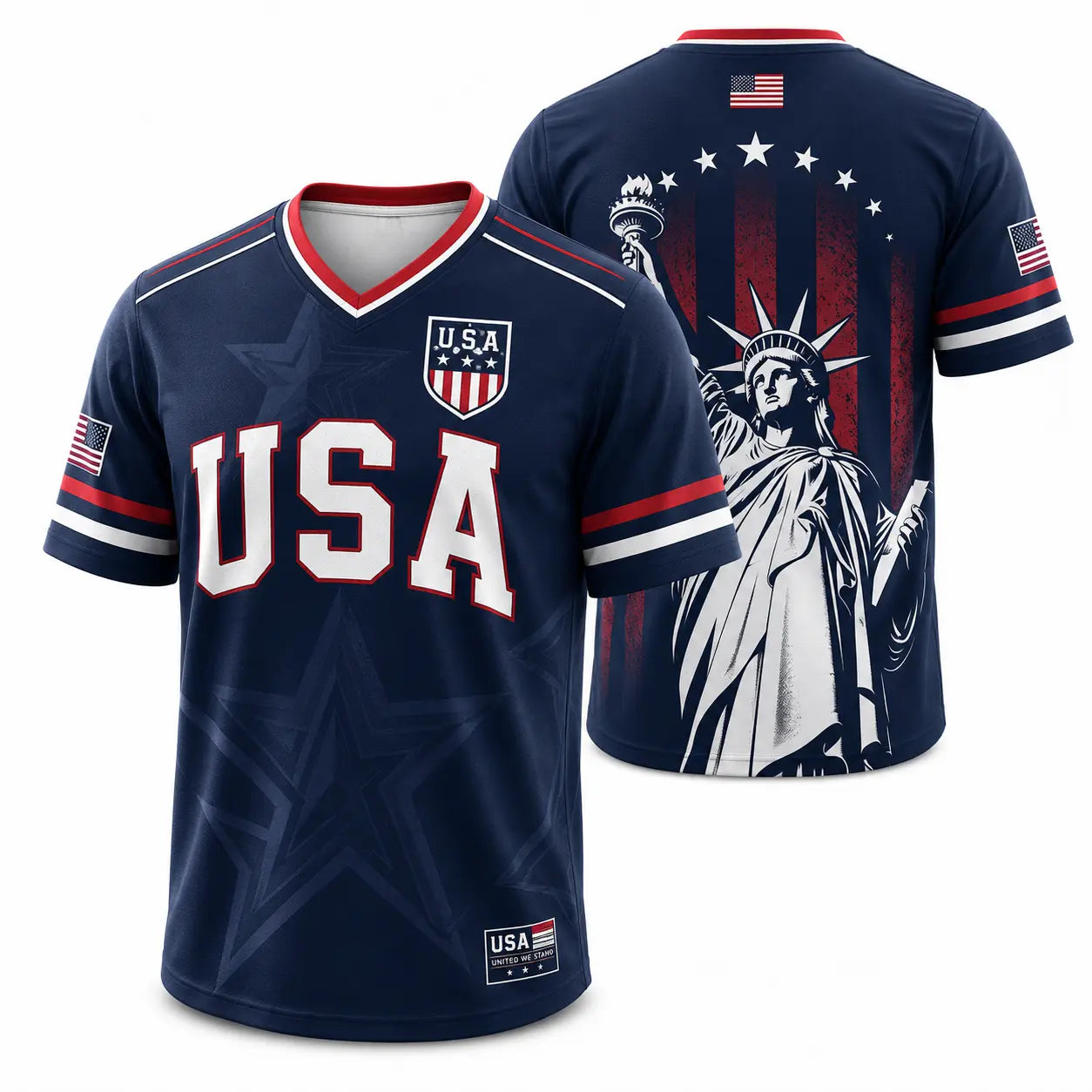 🇺🇸 USA Liberty Soccer Jersey – Patriotic American Flag V-Neck Football Shirt