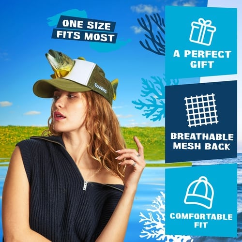 3D Realistic Fish Novelty Fishing Hat – Funny Breathable Outdoor Cap for Anglers