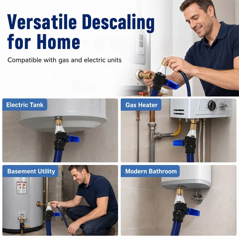 Disassembly-Free Water Heater Cleaning Tool for Gas and Electric Systems