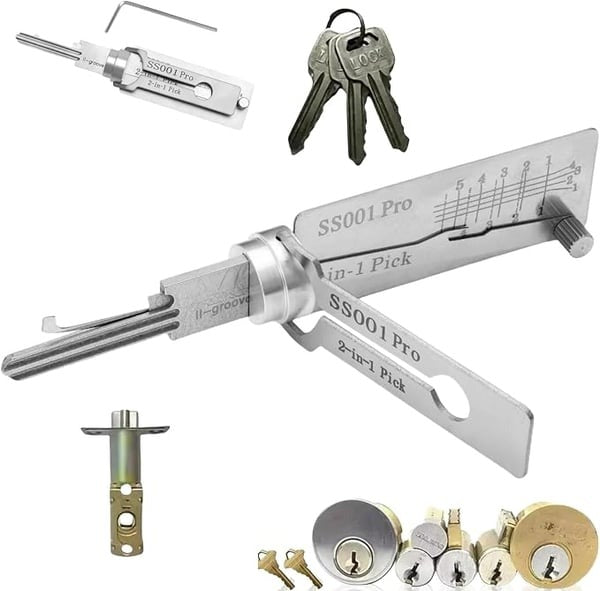 🔑2-in-1 Professional Locksmith Tool for Double Track Door Locks, Precision Lock Maintenance & Repair