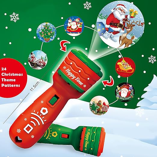 🎃👻Kids Halloween Christmas Projection Flashlight Toy – Create Magical Bedtime Stories With 24 Festive Light Slides