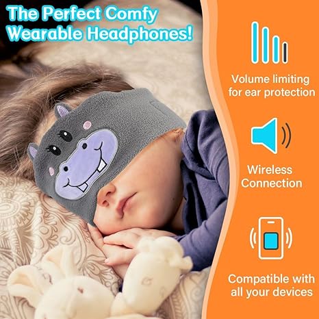 🔥HOT SALE 49% OFF🧒🎧Kids Bluetooth Sleep Mask Headband – 😴✨Super Soft Fleece With Thin Wireless Music Speakers for Travel Nap Bedtime