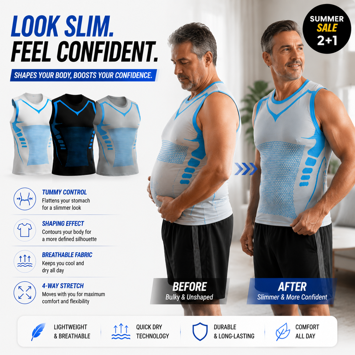💪🔥Men's Slimming Compression Vest | Posture Corrector Base Layer