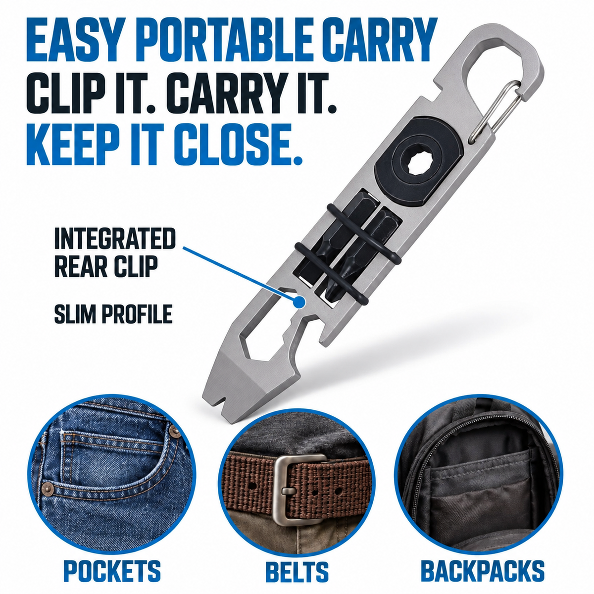 🔧 TC4 Titanium EDC Multitool with Pry Bar & Screwdriver Bits