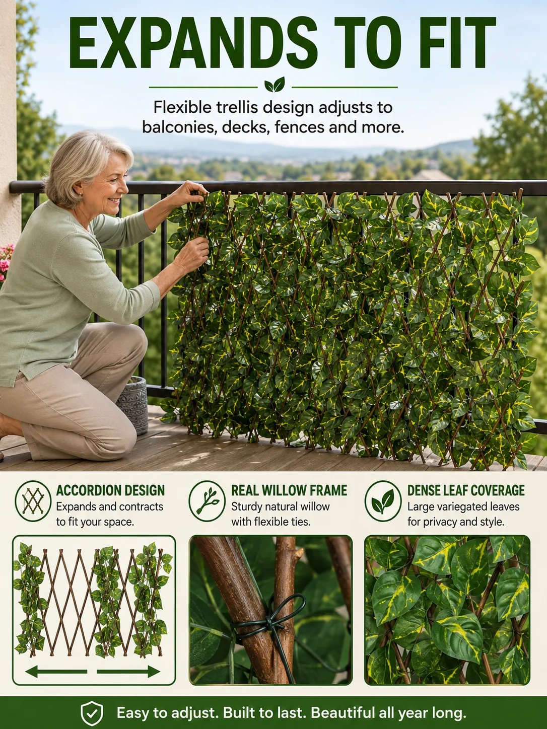 🌿Garden Trend🔥Artificial ivy retractable fence privacy screen