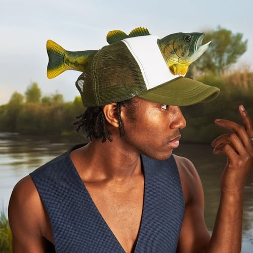 3D Realistic Fish Novelty Fishing Hat – Funny Breathable Outdoor Cap for Anglers