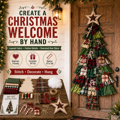 🔥😍Beginner-Friendly DIY Oversized Patchwork Christmas Tree Door Hanging Kit | Complete Kit with All Tools & Step-by-Step Guide Included 💕🎄