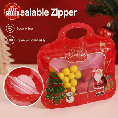 🎄Christmas Self-Sealing Treat Bags – Cute Gift Bags for Cookies & Candy