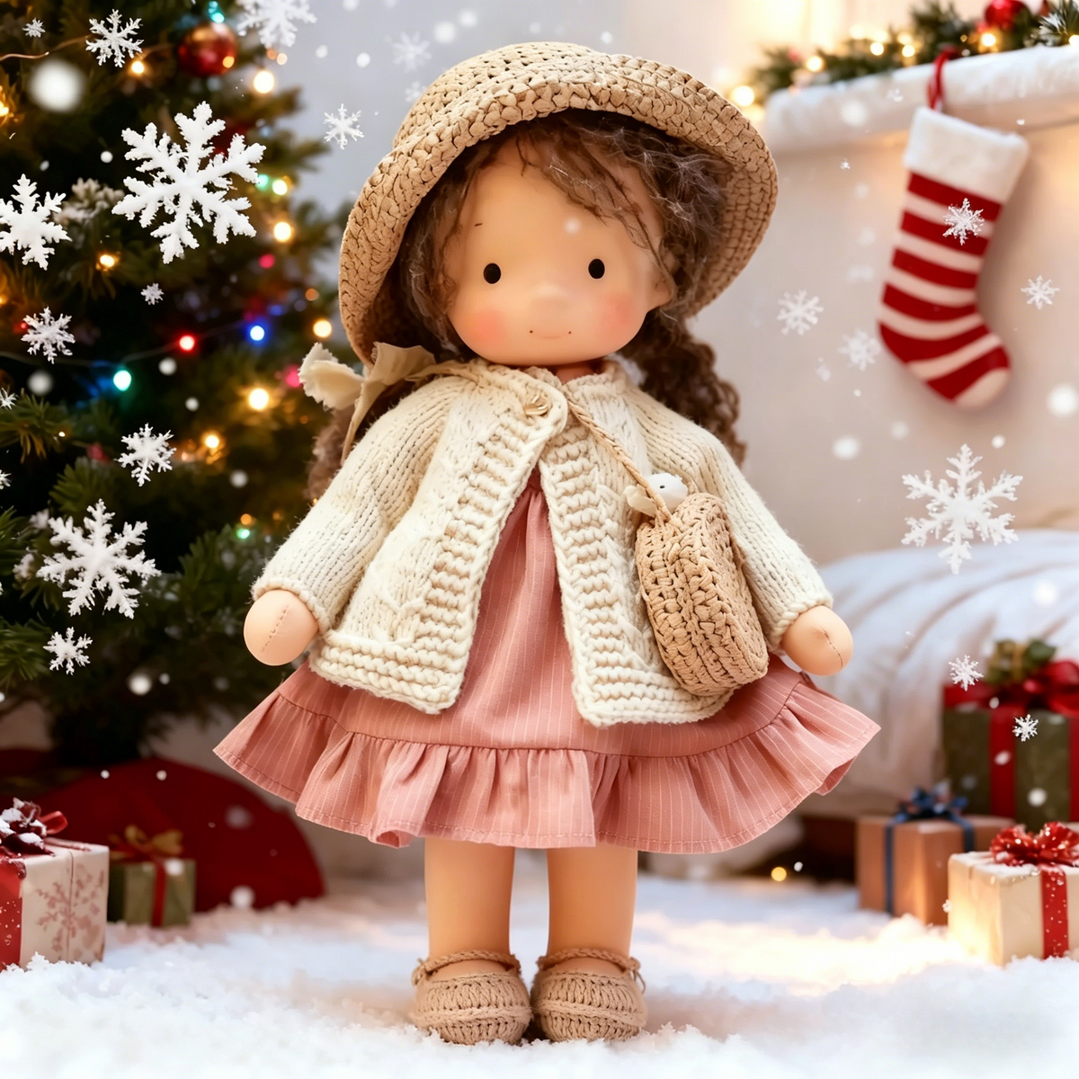 🔥 Handcrafted Waldorf Style Rag Doll, Cute Soft Fabric Doll, Perfect Gift for Girls