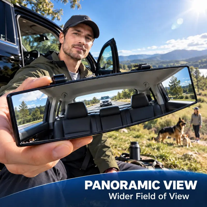 🚗 Panoramic Rearview Mirror · Eliminate Blind Spots Instantly