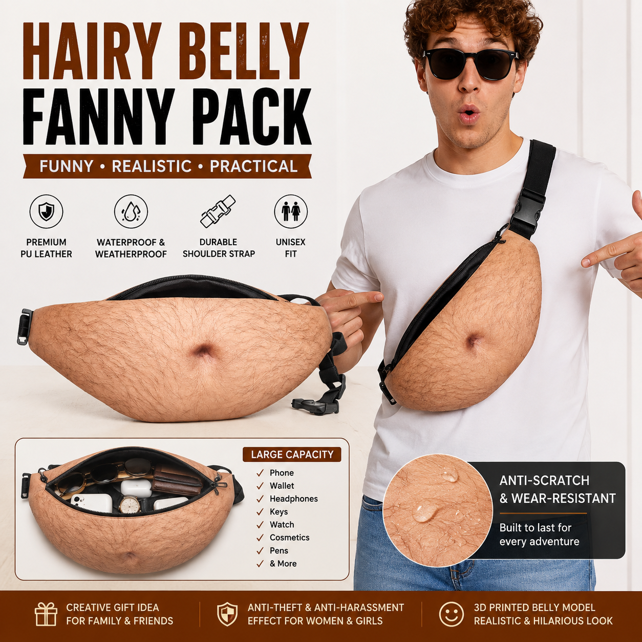 Belly Fanny Pack - Dad Bod Beer Belly Bag Waist Pack