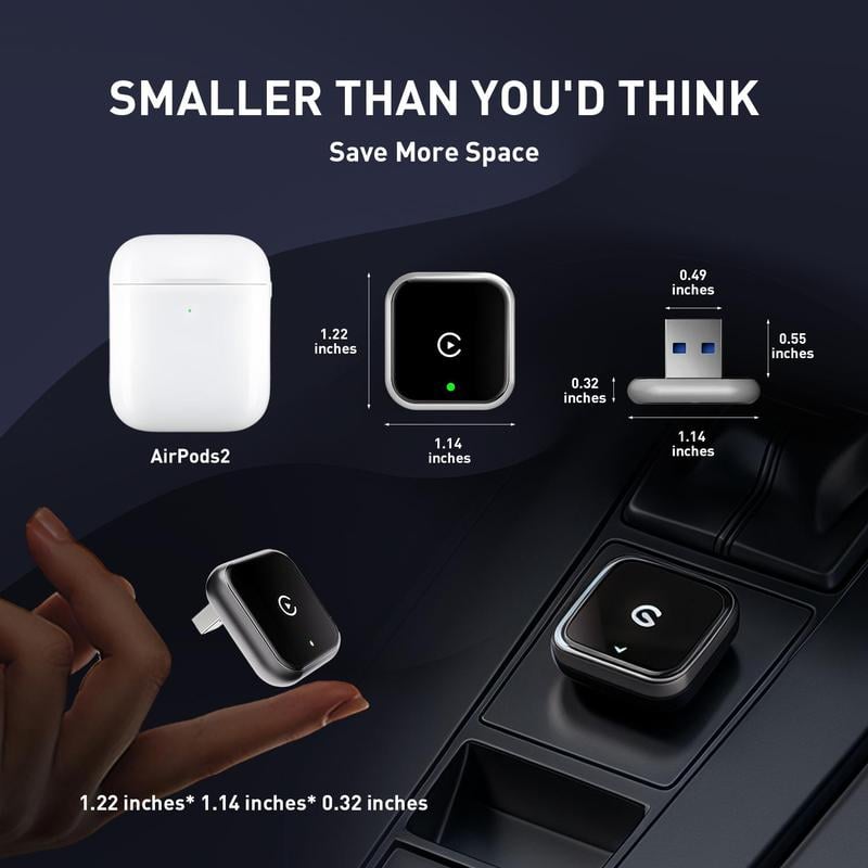 2026 latest model 2 in 1 Wireless CarPlay Adapter, for Both Apple and Android