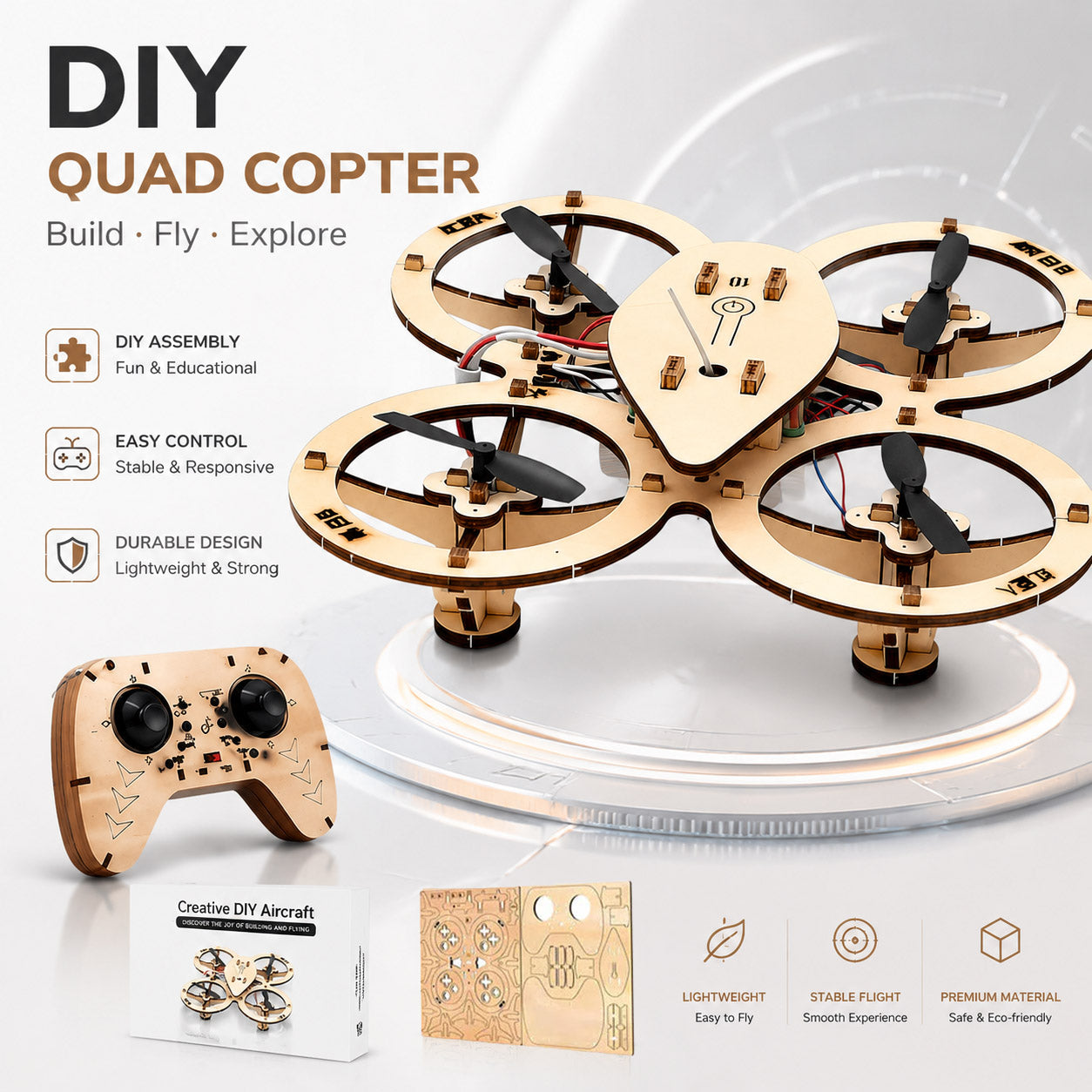 🎁🔥🧩 DIY Wooden Drone Building Kit 🚁