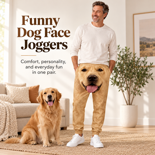 3D Dog Print Joggers – Unisex Sweatpants with Elastic Waist & Deep Pockets, Pet Lover Gift