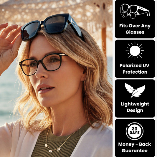 Over Prescription Sunglasses, Oversized Square Full-Rim Plastic Frames