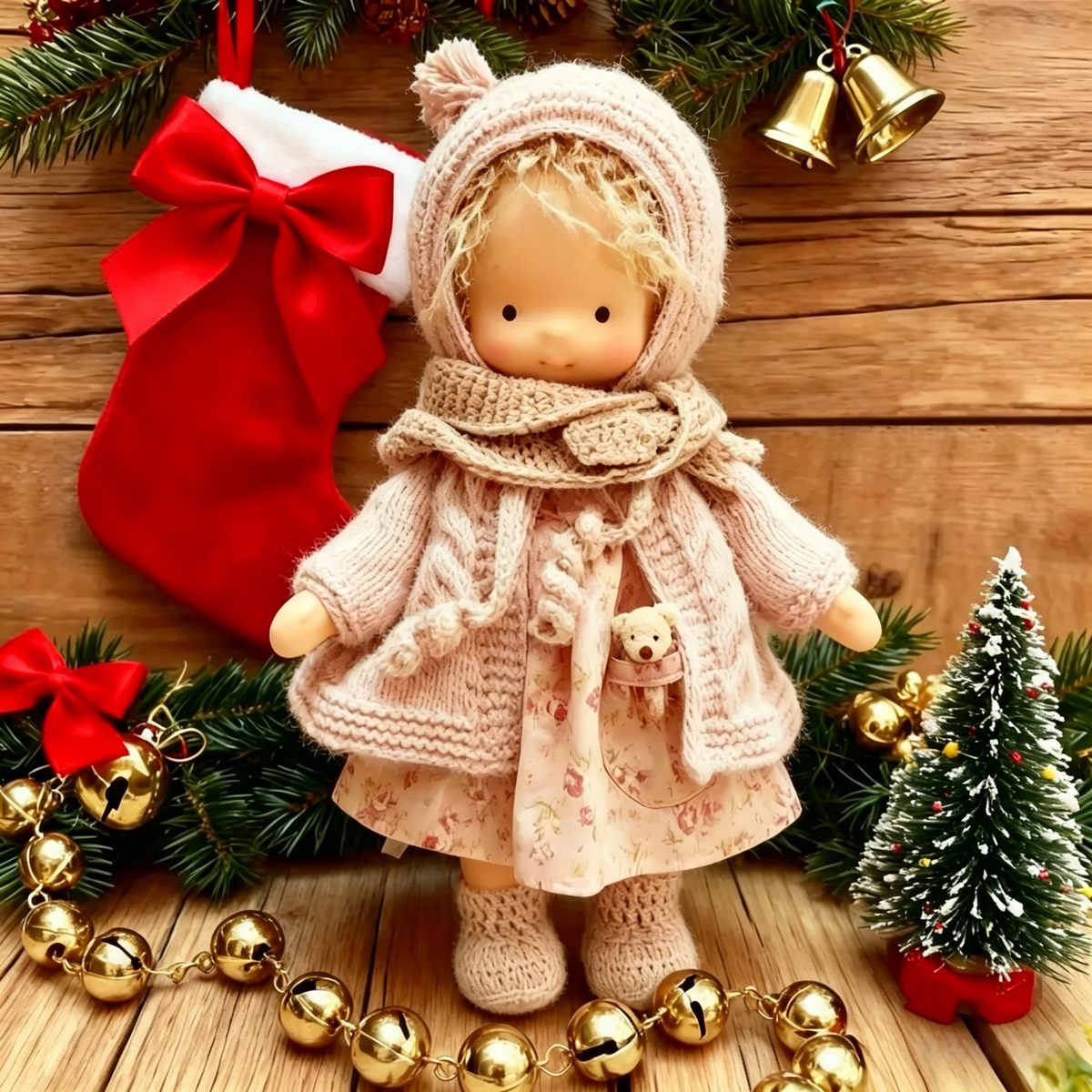 🔥 Handcrafted Waldorf Style Rag Doll, Cute Soft Fabric Doll, Perfect Gift for Girls