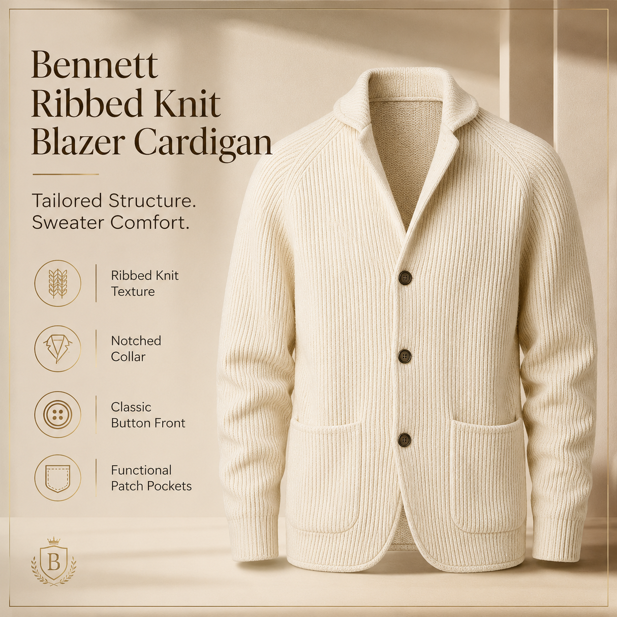 Bennett Ribbed Knit Blazer Cardigan
