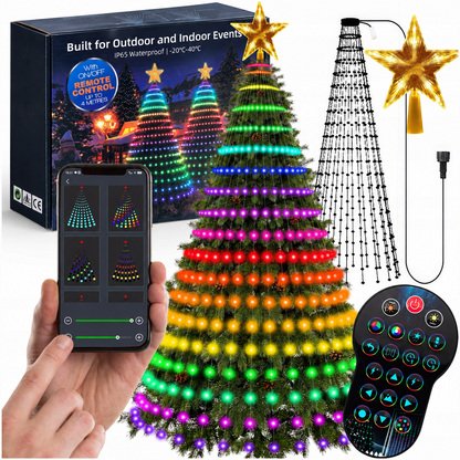 🎄✨Smart RGB Christmas Tree Waterfall Lights | DIY Patterns, Music Sync & App Control