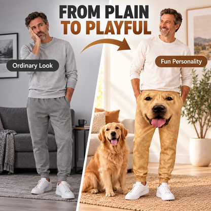 3D Dog Print Joggers – Unisex Sweatpants with Elastic Waist & Deep Pockets, Pet Lover Gift