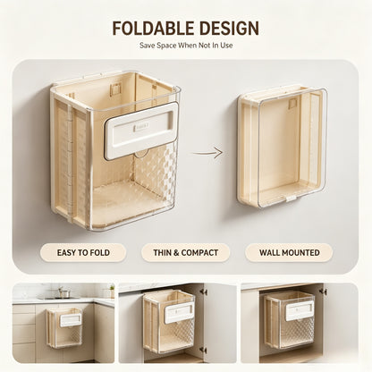 Kitchen folding trash can wall hanging large caliber leftovers bin transparent thickened folding trash can