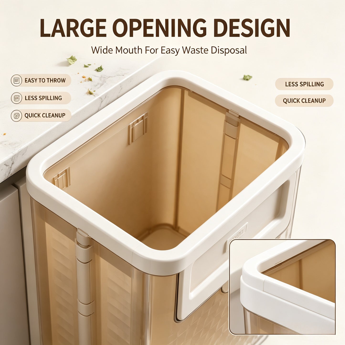 Kitchen folding trash can wall hanging large caliber leftovers bin transparent thickened folding trash can