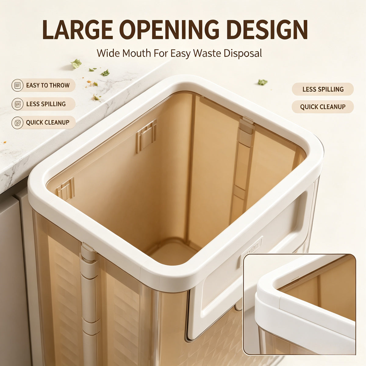 Kitchen Folding Trash Can Wall Hanging Large Caliber Leftovers Bin Transparent Thickened Folding Trash Can