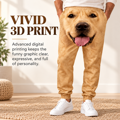 3D Dog Print Joggers – Unisex Sweatpants with Elastic Waist & Deep Pockets, Pet Lover Gift