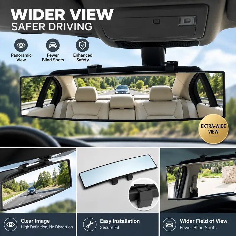 🚗 Panoramic Rearview Mirror · Eliminate Blind Spots Instantly