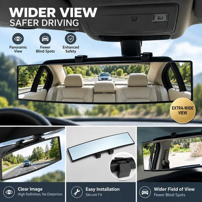 🚗 Panoramic Rearview Mirror · Eliminate Blind Spots Instantly